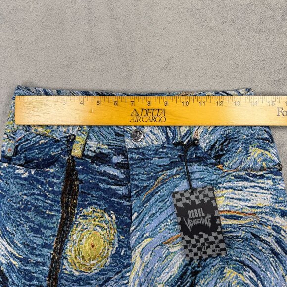 NWT Rebel Vengeance Tapestry Cargo Jeans Mens Starry Night Van Gogh Streetwear - Picture 7 of 8